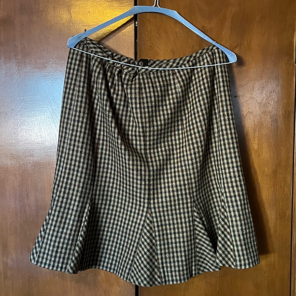 Brown plaid wool skirt